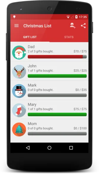 The first screenshot Christmas Gift List publishes on its own Google Play listing.